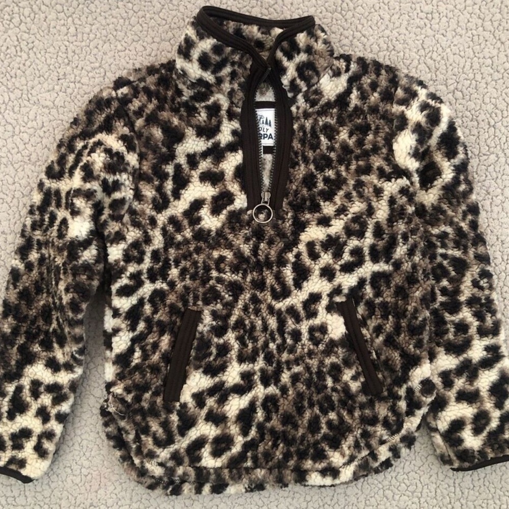 Kids Leopard Print Fleece Jacket CUDDLY SHERPA